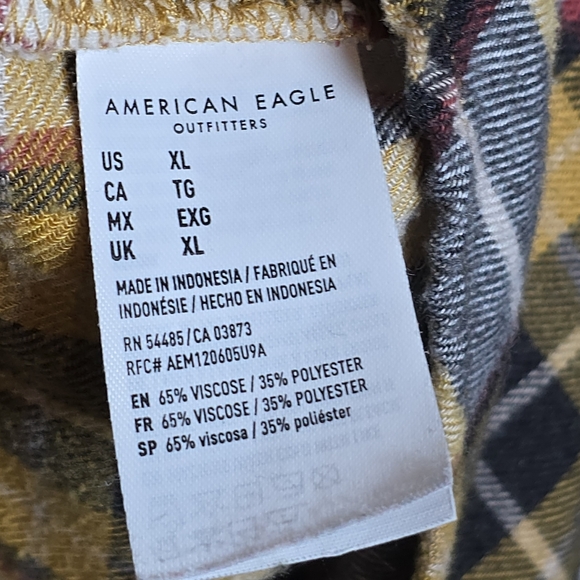 AEO American Eagle Women's Button Up Plaid Flannel Boyfriend Fit Top XL Boho GUC - Picture 9 of 10